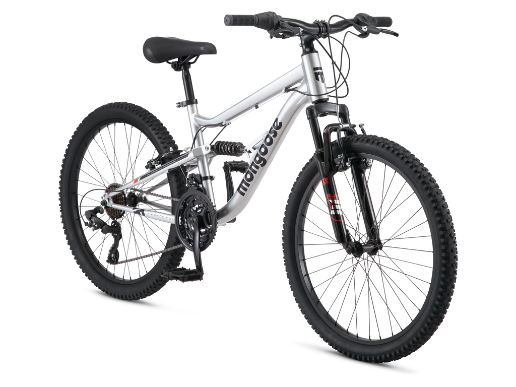 Mongoose Limestone 24-inch Kids Full Suspension Mountain Bike